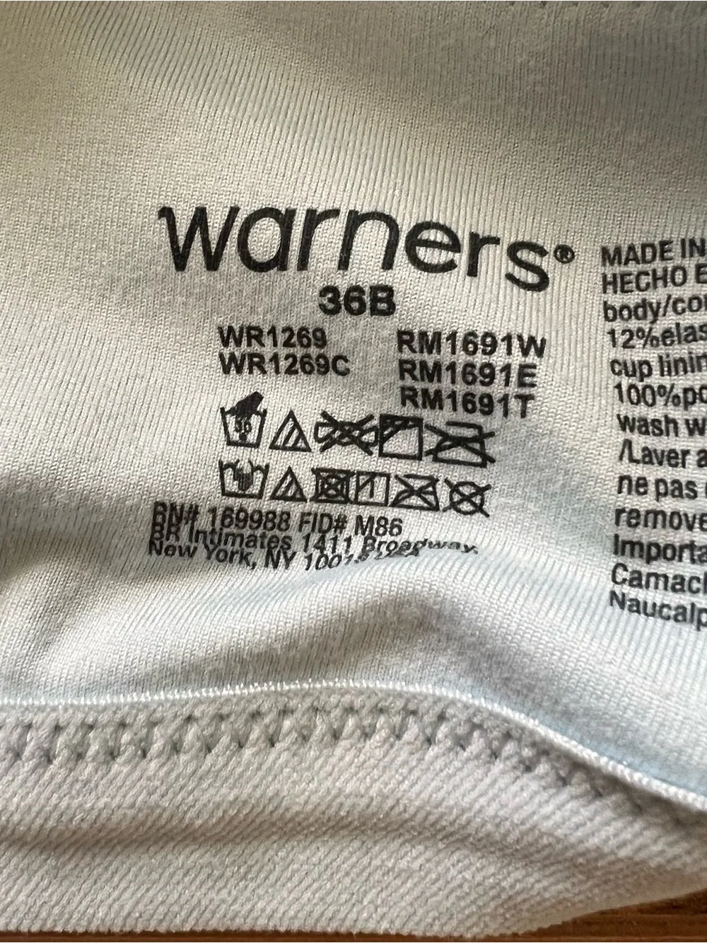 Warners Cloud 9 Bra 36B Blue Floral Wireless Cotton Super Soft Padded NWT